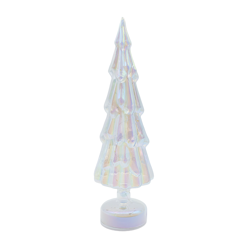 10×35 cm pyörivä kirkaslasinen joulukuusi lämpimällä LED-hehkulla