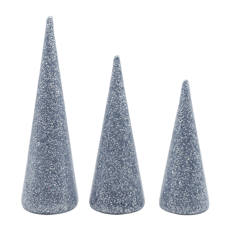 8×20/9×25/10×30 cm 3-osainen kimalteleva lasinen joulukuusisarja sisäänrakennetuilla LED-valoilla