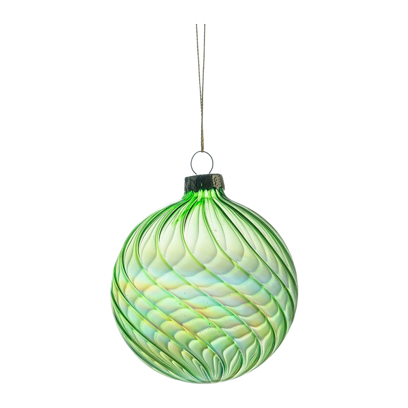 8cm Iridescent Swirl Joululasikorupallo