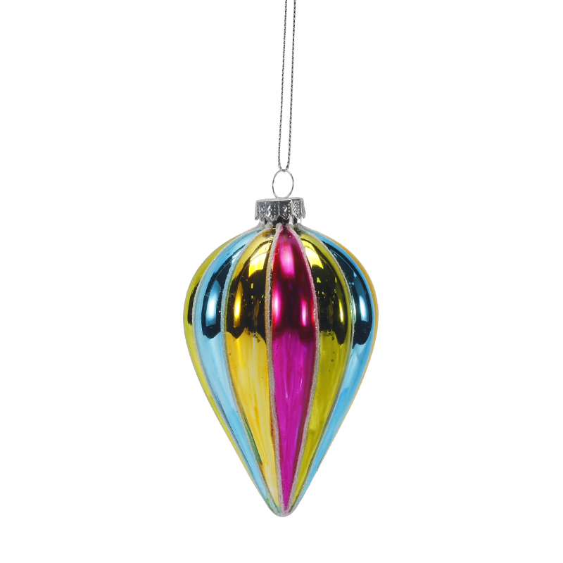 8 cm Retro Rainbow Stripe -jouluinen lasipallokoristeet (yksittäinen / 4 kpl sarja)