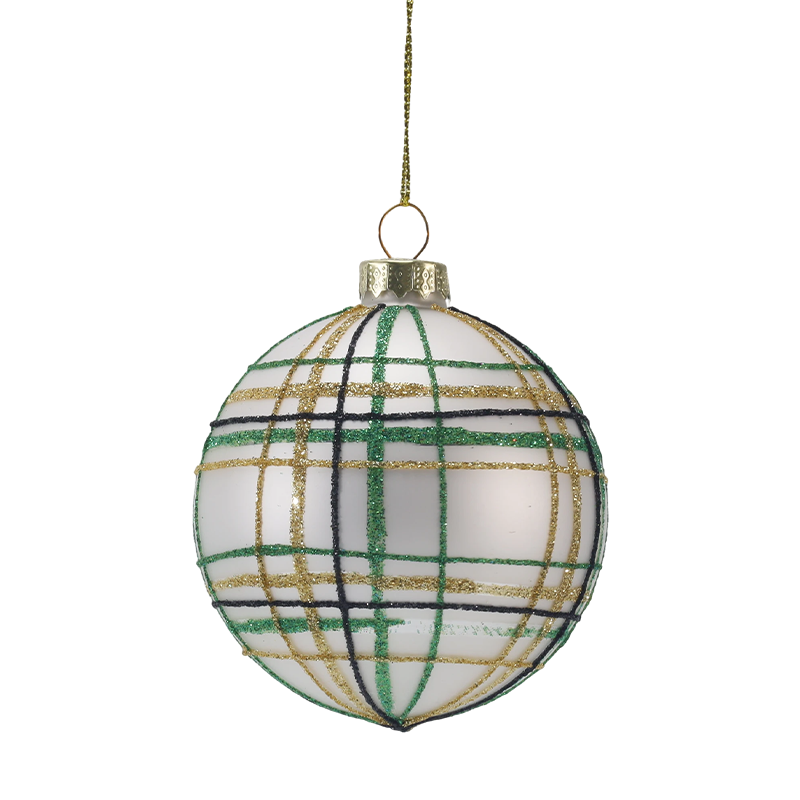 8 cm Retro Plaid & Stripe joululasipallo -koristeet (yksittäinen / 3 kpl sarja)