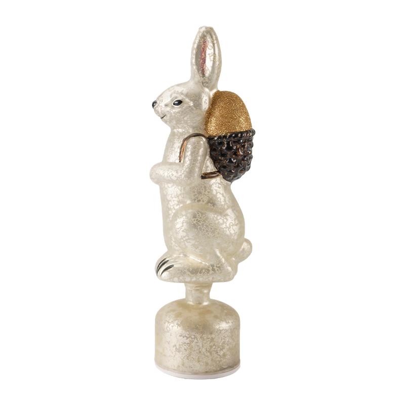 Vintage Mercury Glass Rabbit -hahmo (hopea / antiikkivalkoinen viimeistely)