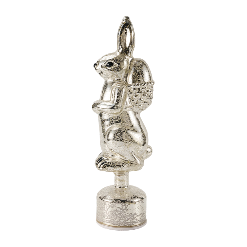 Vintage Mercury Glass Rabbit -hahmo (hopea / antiikkivalkoinen viimeistely)
