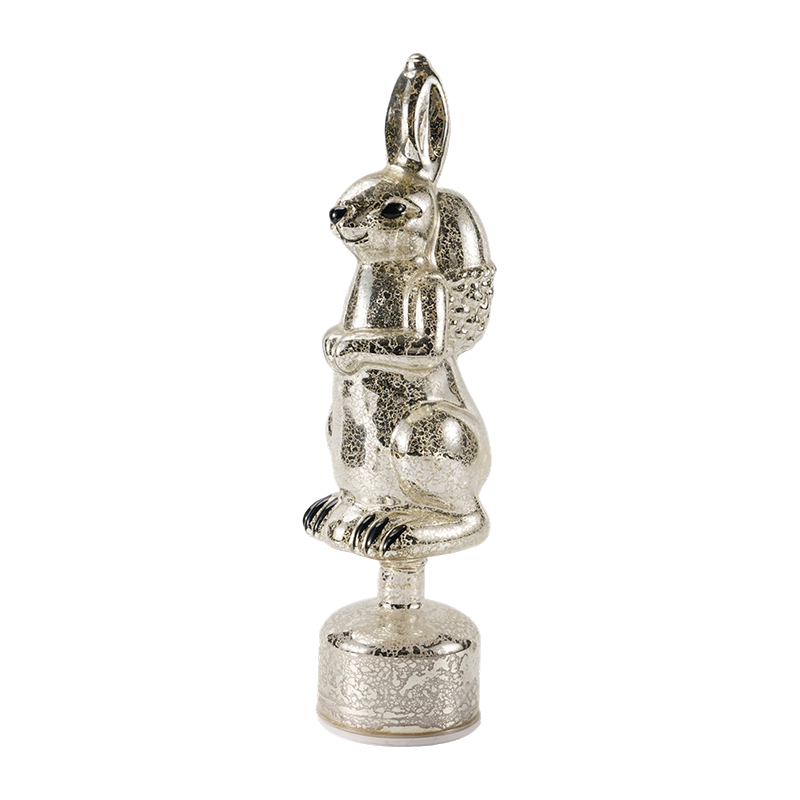 Vintage Mercury Glass Rabbit -hahmo (hopea / antiikkivalkoinen viimeistely)