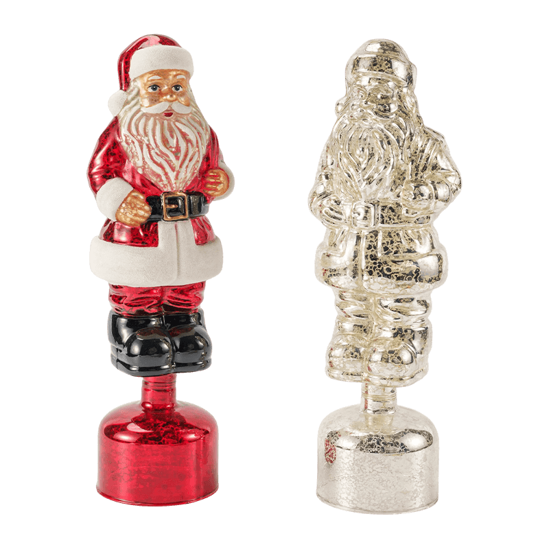 Vintage Mercury Glass Santa Claus -hahmo (punainen / hopea / vaaleanvihreä viimeistely)