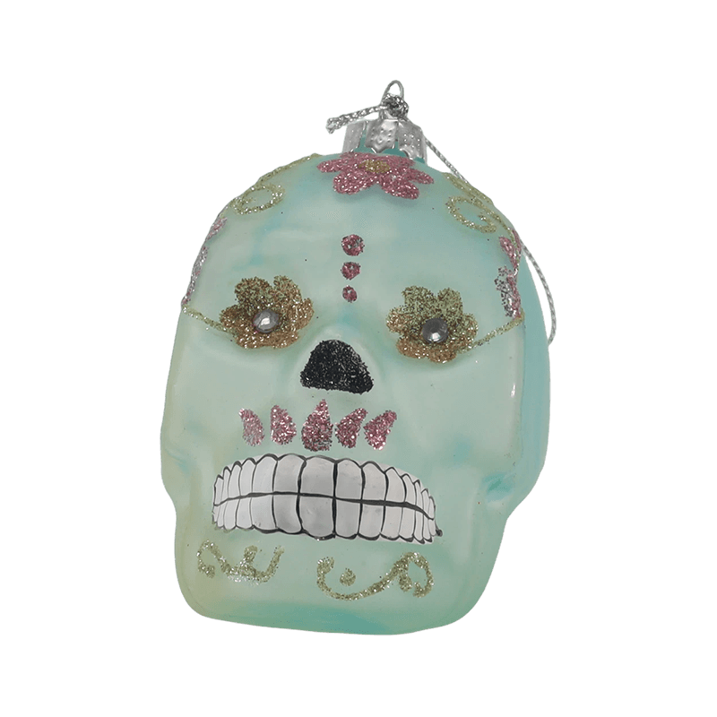 Irisoiva Skull Decor / Sugar Skull Glass Ornament Set