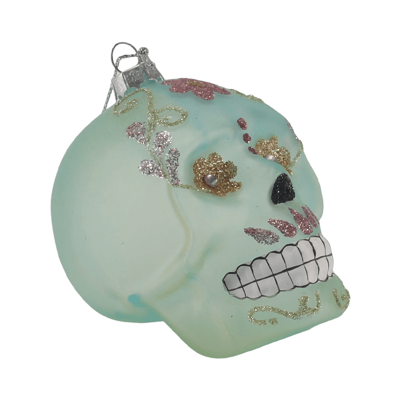 Irisoiva Skull Decor / Sugar Skull Glass Ornament Set