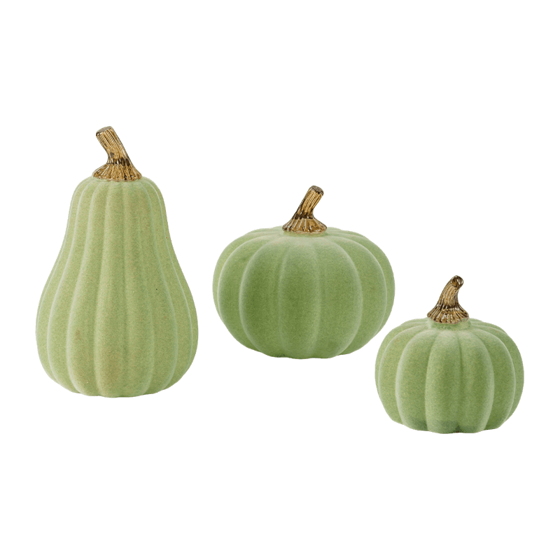 Monikokoinen Velvet/Flocked koristeellinen kurpitsasetti lasivarrella