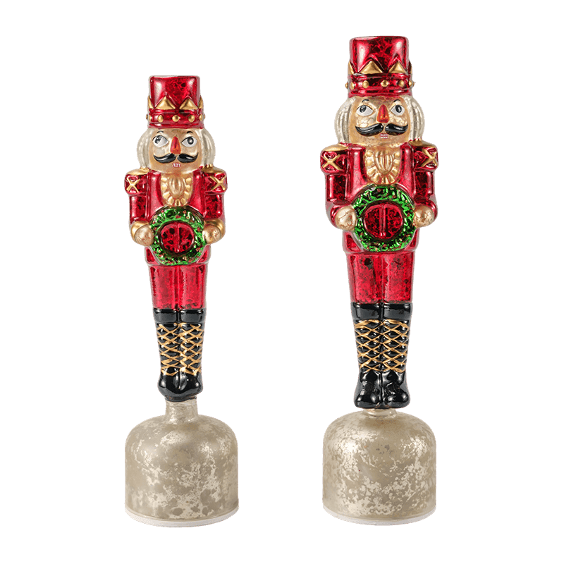 Vintage Mercury Glass Pähkinänsärkijähahmo (punainen viimeistely)