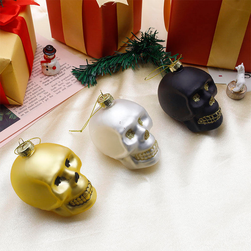 8 * 9 cm Halloween Glass Skull Ornament Setti