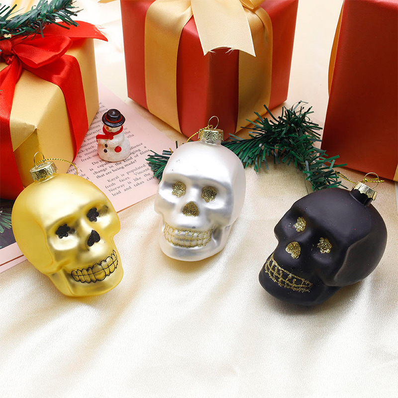 8 * 9 cm Halloween Glass Skull Ornament Setti