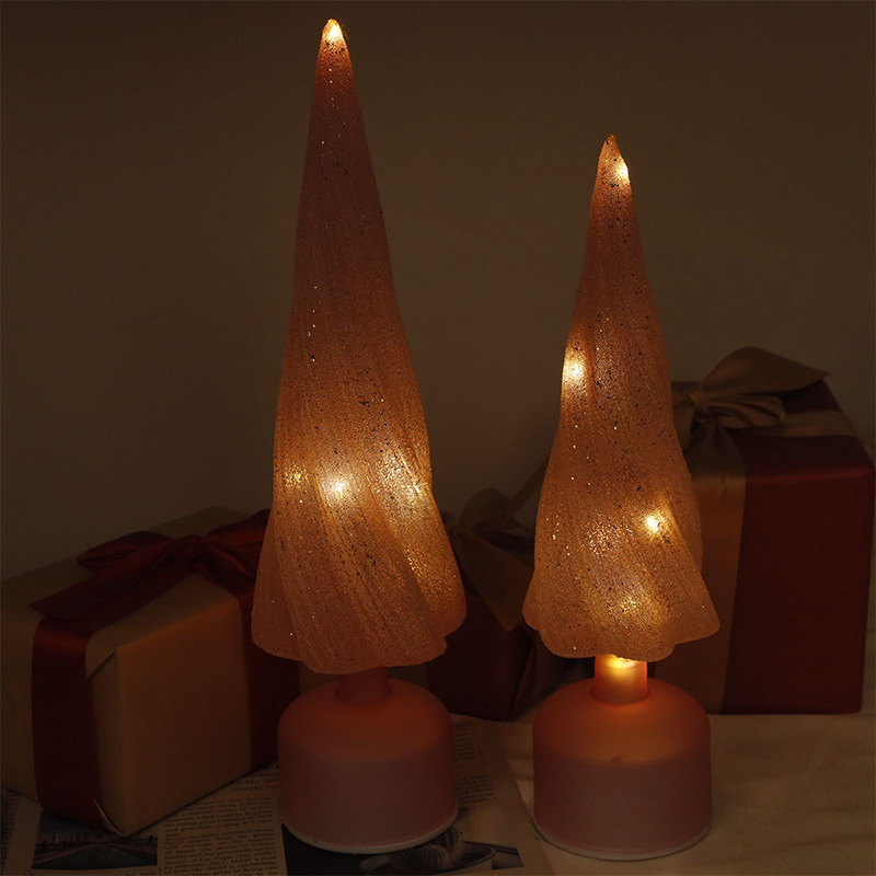 10×33 cm & 10×38 cm Koot Juhlallinen pyöritettävä lasinen joulukuusi LED-valoilla