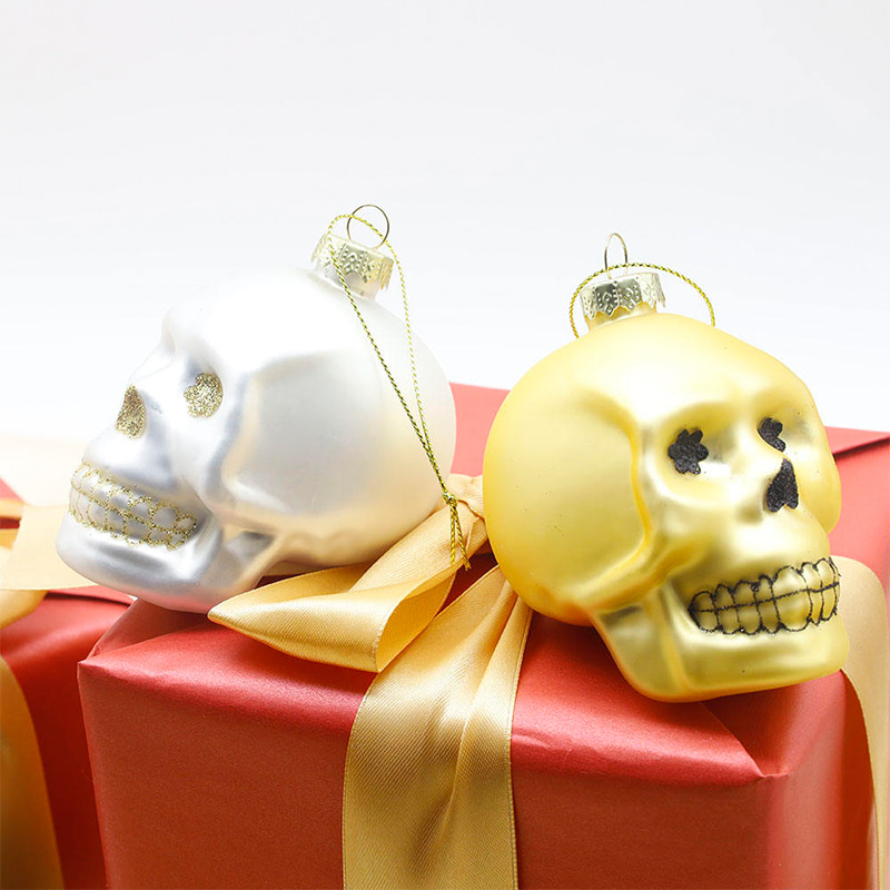 8 * 9 cm Halloween Glass Skull Ornament Setti