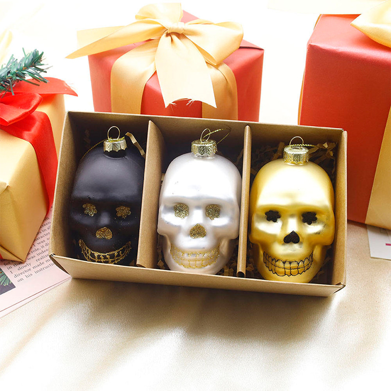 8 * 9 cm Halloween Glass Skull Ornament Setti