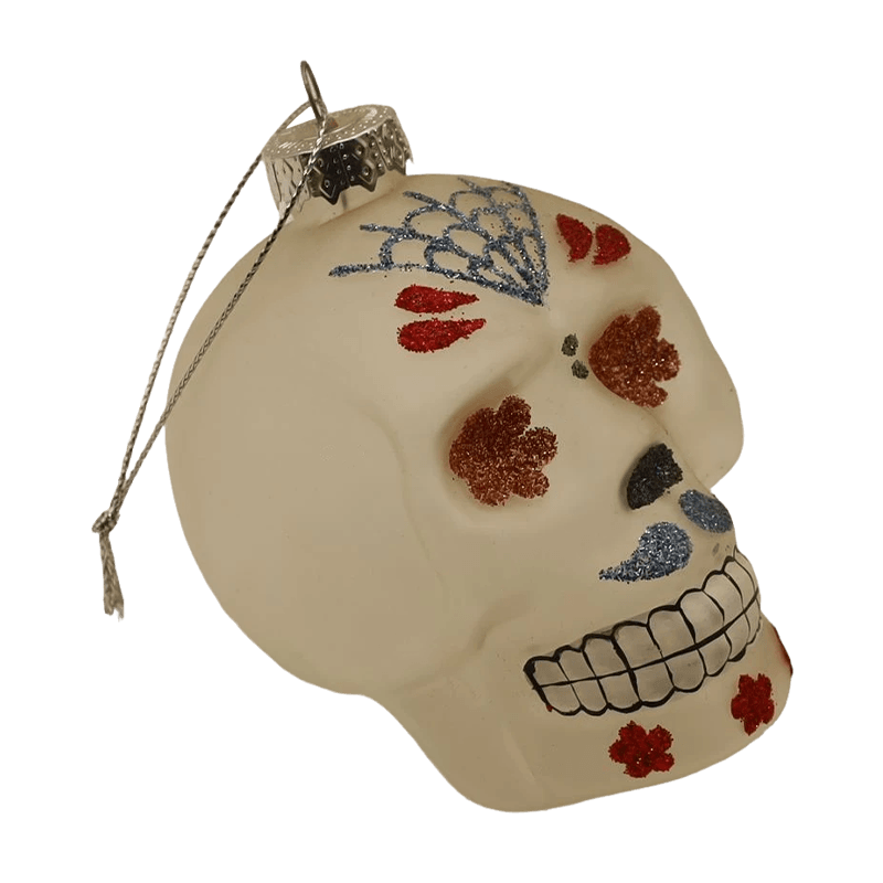 8*9cm käsinmaalattu Halloween Glass Skull Ornament -koristesarja