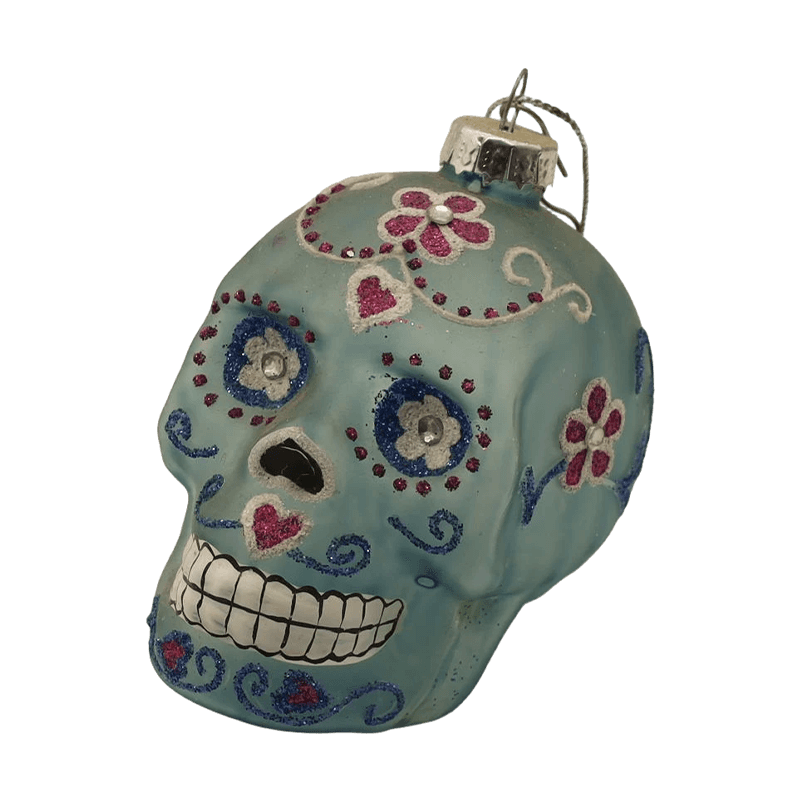 8*9cm käsinmaalattu Halloween Glass Skull Ornament -koristesarja
