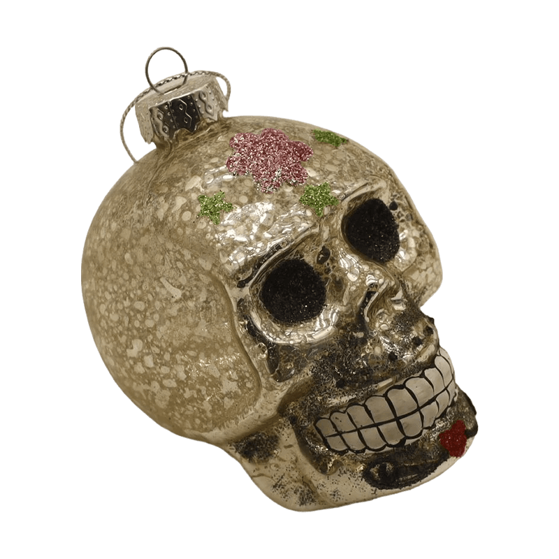 8*9cm käsinmaalattu Halloween Glass Skull Ornament -koristesarja