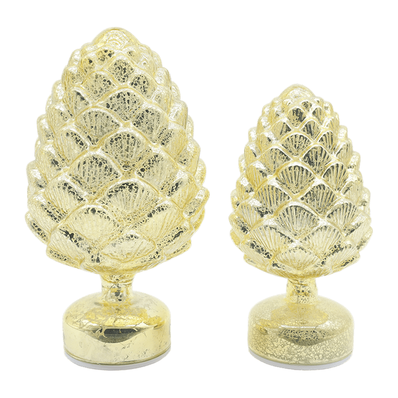 15×28 cm & 11×22 cm Pinecone joulun pyörivä lasinen LED-pöytäkoristelu