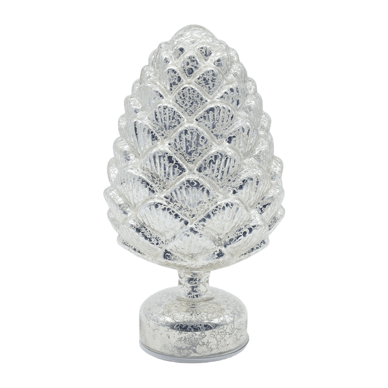 15×28 cm & 11×22 cm Pinecone joulun pyörivä lasinen LED-pöytäkoristelu